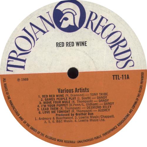 Trojan Records Red Red Wine - Price Stickered Sleeve UK